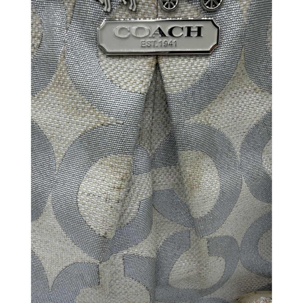 Coach Shoulder Bag Womens Large Silver Good Limited Edition Floral Jacquard - Picture 5 of 16